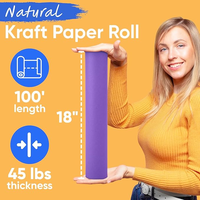 USA Made 18" x 1200" Lilac Kraft Paper Roll, 45 lbs Thickness, American Quality - Image 2