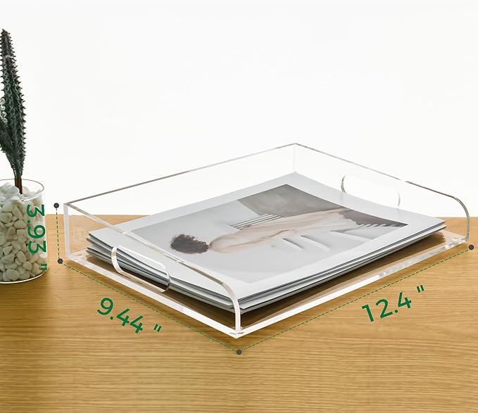 Clear Acrylic Paper Trays, Desk File Organizer, A4 Paper Holder, Low-Profile - Image 2