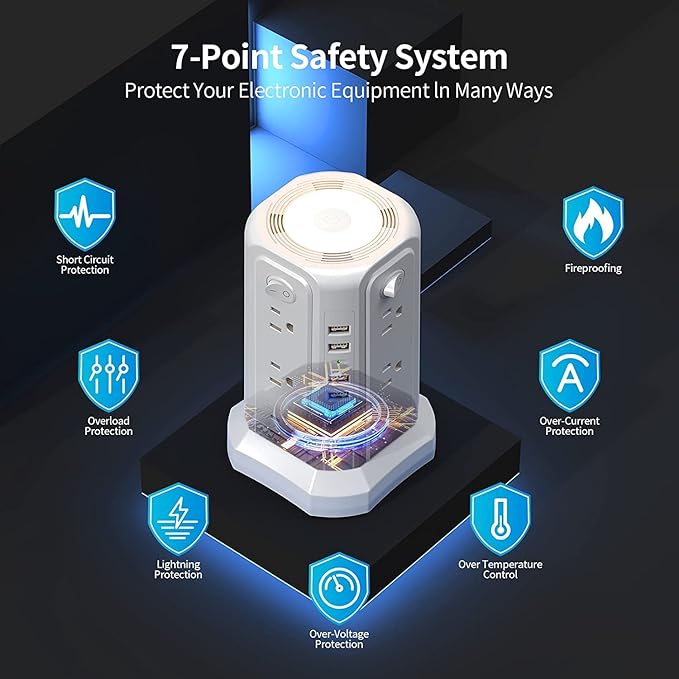 Surge Protector Power Strip Tower - Image 3