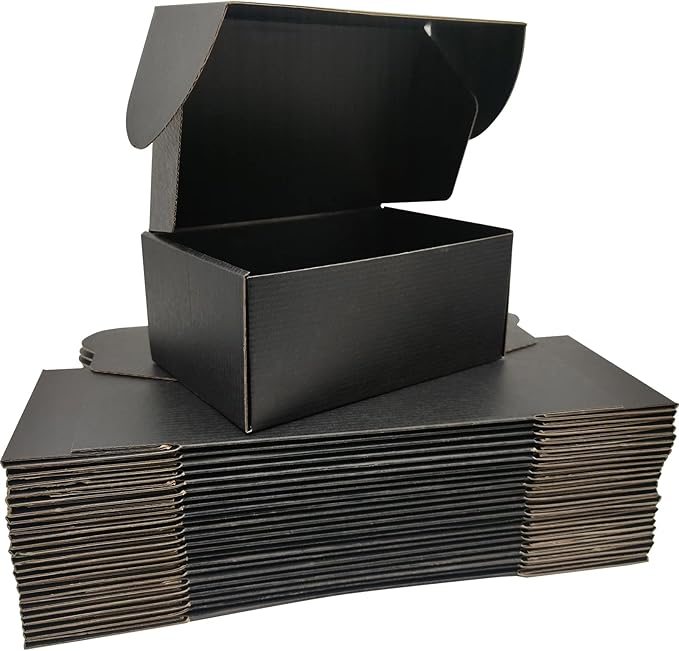 Small Black Shipping Boxes for Small Business Pack of 25-9x6x4 inches Cardboard by Lmuze