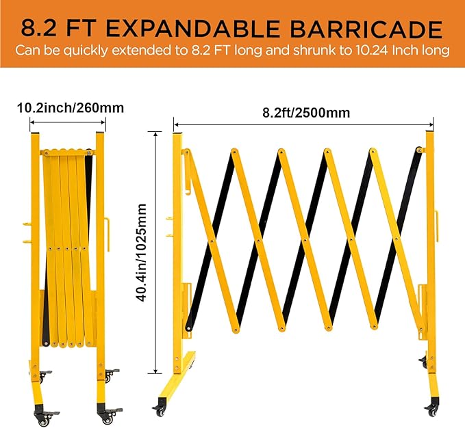 TECSPACE Industrial Expandable Metal Barricade, Expansion Size 8.2 FT, Durable - Image 2