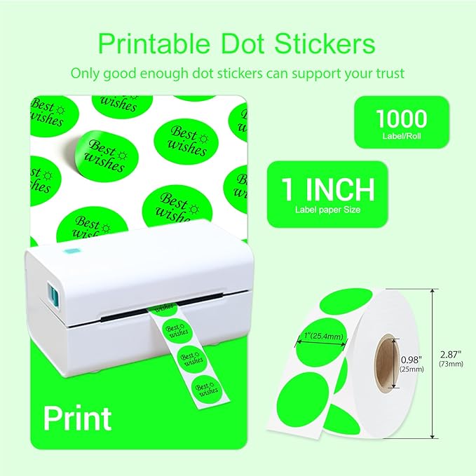 1 Inch Circle Dot Stickers 1000 PCS Color Coding Thermal Labels Dots Writable - Image 2