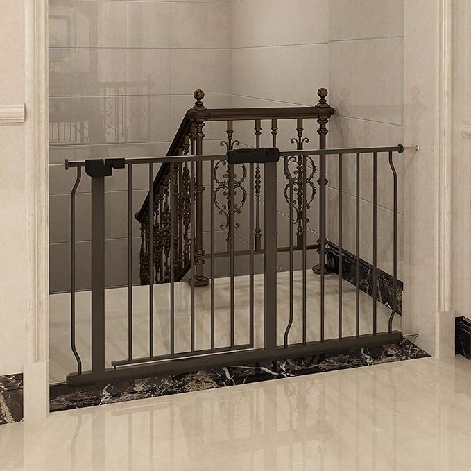 Extra Wide Pressure Mount Baby Gate Walk Through Auto Close White Metal Child by COSENDBABYGATE