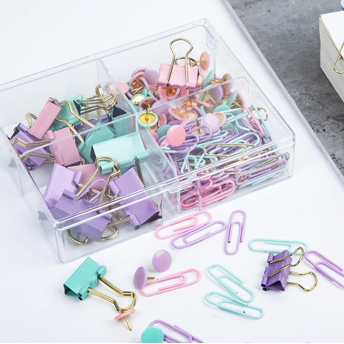 Cute Paper Clips Binder Clips Combo Set, 165 Psc, Cute Office Supplies Set - Image 7