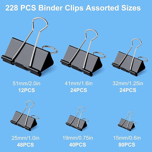 228 PCS Binder Clips Paper Clamps Assorted Sizes, Extra Large Medium Small Mini - Image 2