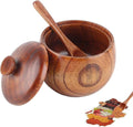 Wooden Salt Container with Lid and Spoon, Salt Cellar by Unknown