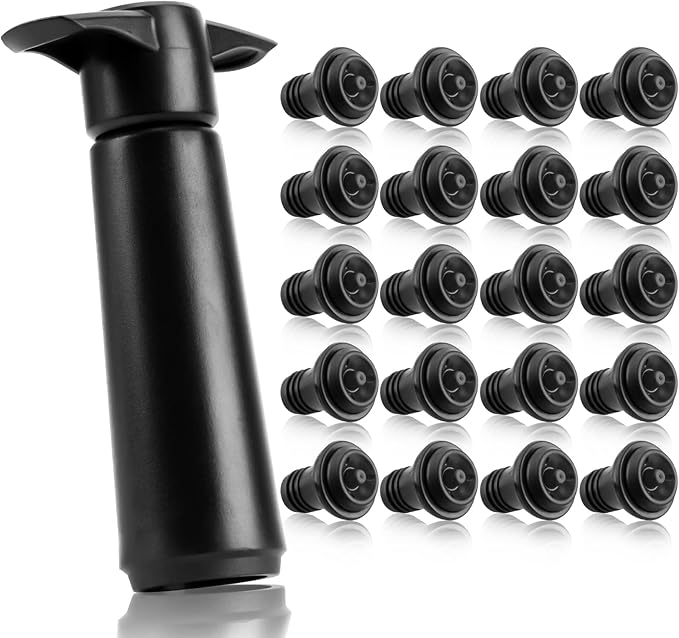 20 Pieces Wine Stoppers with Vacuum Pump Wine Preserver Vacuum Bottle Stopper by LEIFEOSH