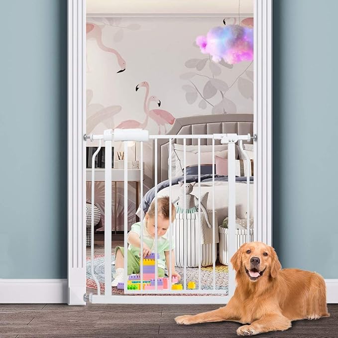 Narrow Baby Gate for Narrow Doorways Small White Tension Indoor Safety Gates by COSENDBABYGATE