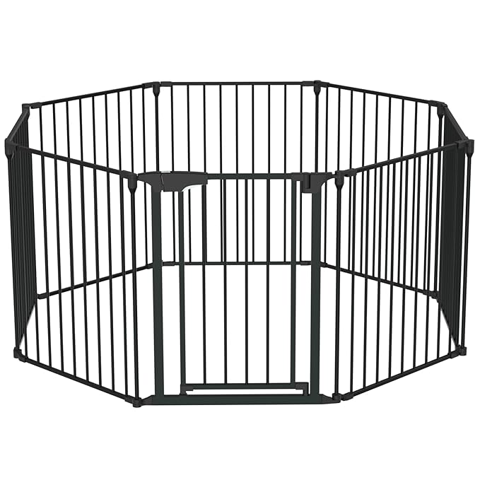 Bonnlo 188'' Wide Baby Gate Playpen 8 Panel Adjustable Play Yard Metal Dog Gate by Bonnlo