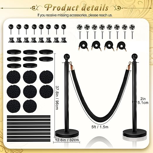8PCS Black Stanchions Posts - Image 2