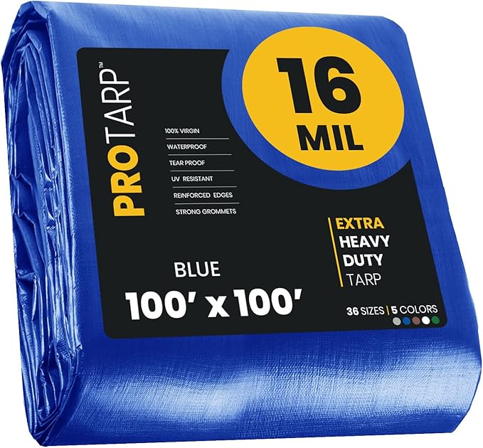 PROTARP Extra Heavy Duty 16 Mil Tarp Cover, Waterproof, UV Resistant, Rip and by Protarp