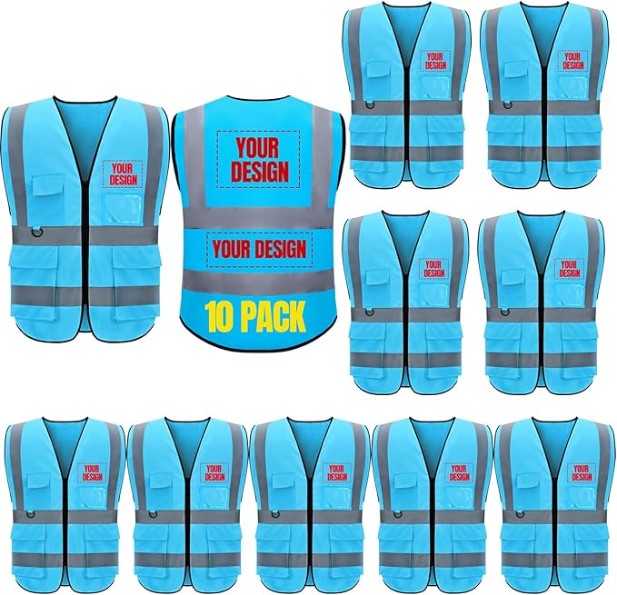 BeautyWill 10/20 Pack Custom Logo Safety Vest, Bulk High Visibility Class 2 by BeautyWill