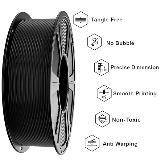 GEEETECH Black PLA Filament 1.75mm, 3D Printer Filament Dimensional Accuracy - Image 3