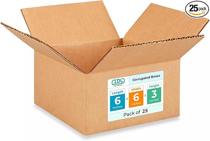 Small Moving & Shipping Boxes 6"L x 6"W x 3"H by IDLPackaging