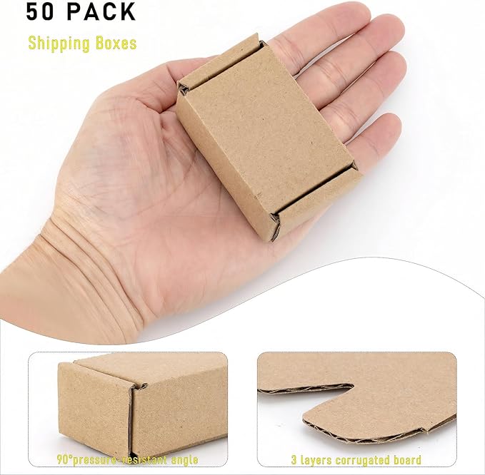 Ellbest 50Pcs Foldable Kraft Boxes Rectangular Boxes Recyclable Cardboard - Image 3