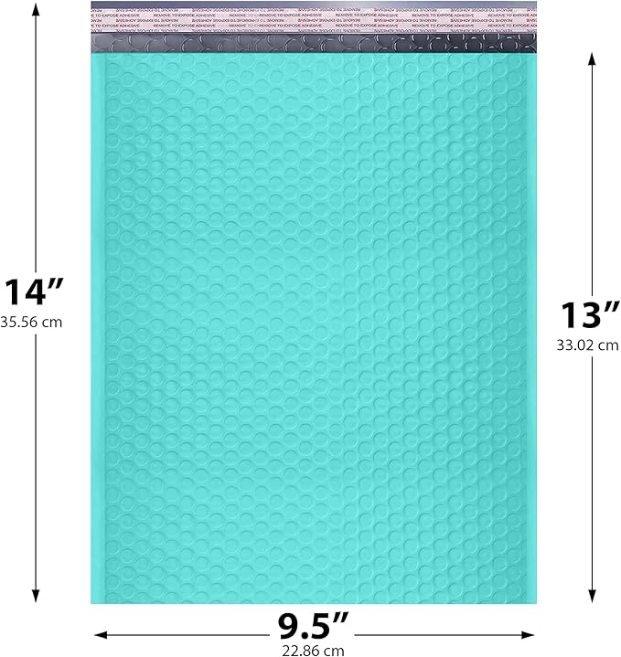 Teal 10x13 Inch Poly Bubble Mailers |Self Seal Padded Envelopes - Image 2