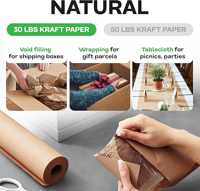 IDL Packaging 18" x 2160" Popular Pack Brown Kraft Paper Roll - Image 3