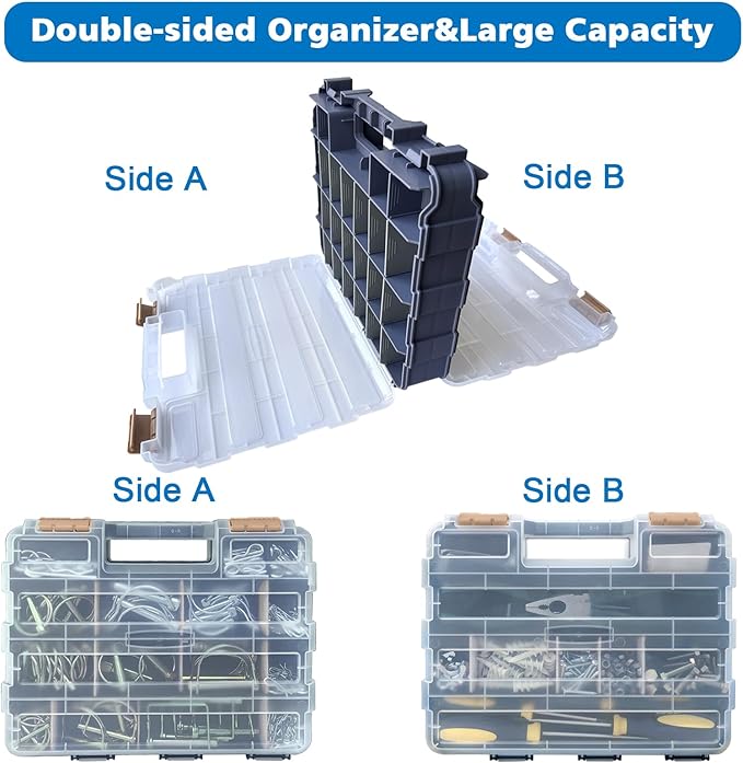 Double Side Tool Box Organizer, Hardware Storage Box, Portable Small Parts - Image 5