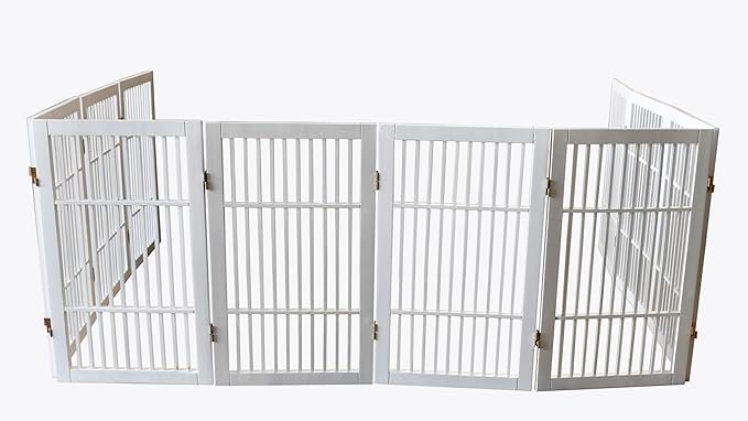 Pet Dog Gate Strong and Durable Freestanding Folding Acacia Hardwood Portable - Image 7