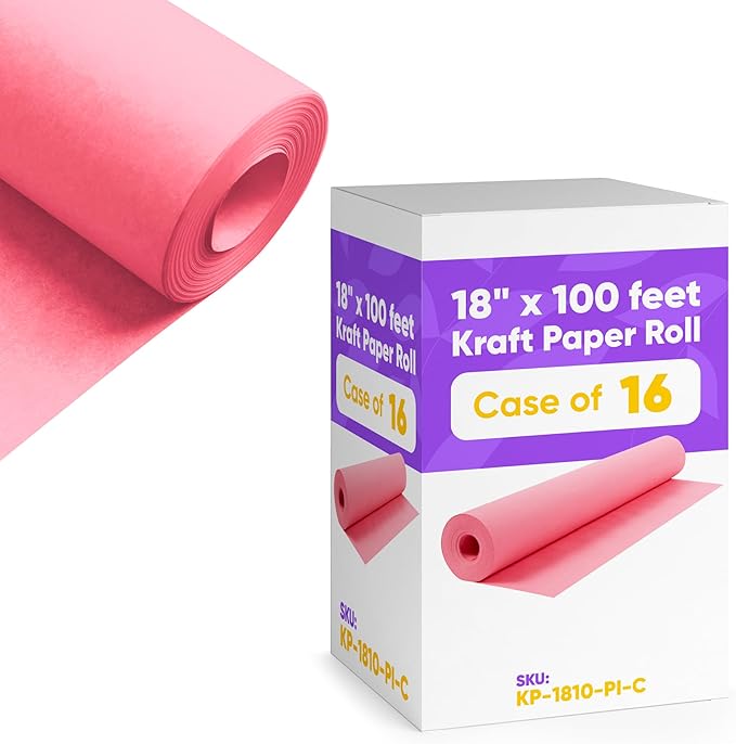 18" x 1200" Pink Kraft Paper, 45 lbs Thickness, Made in USA Kraft Paper by Paclord