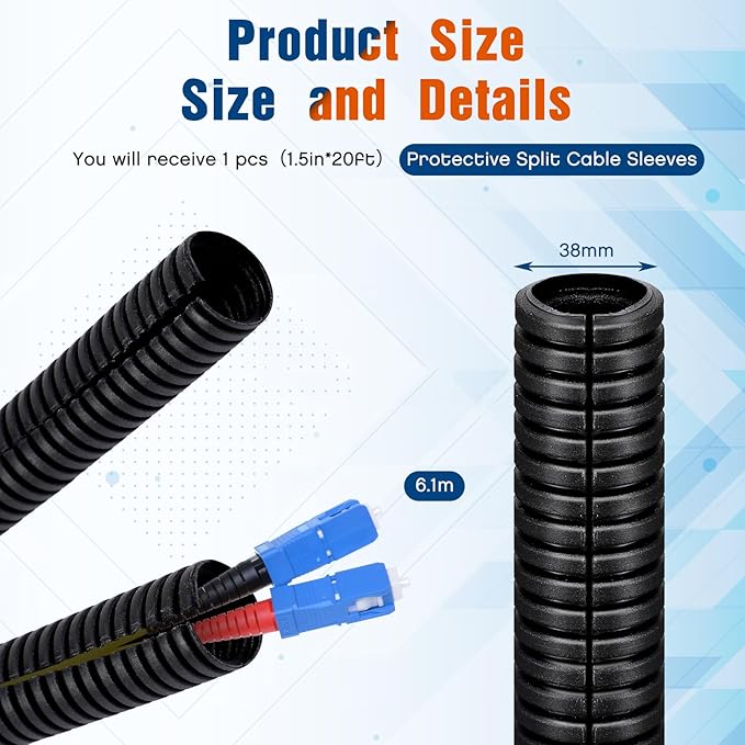 Sasylvia 1.5'' x 20 ft Split Wire Loom Cord Protector Tubing Split Conduit - Image 2