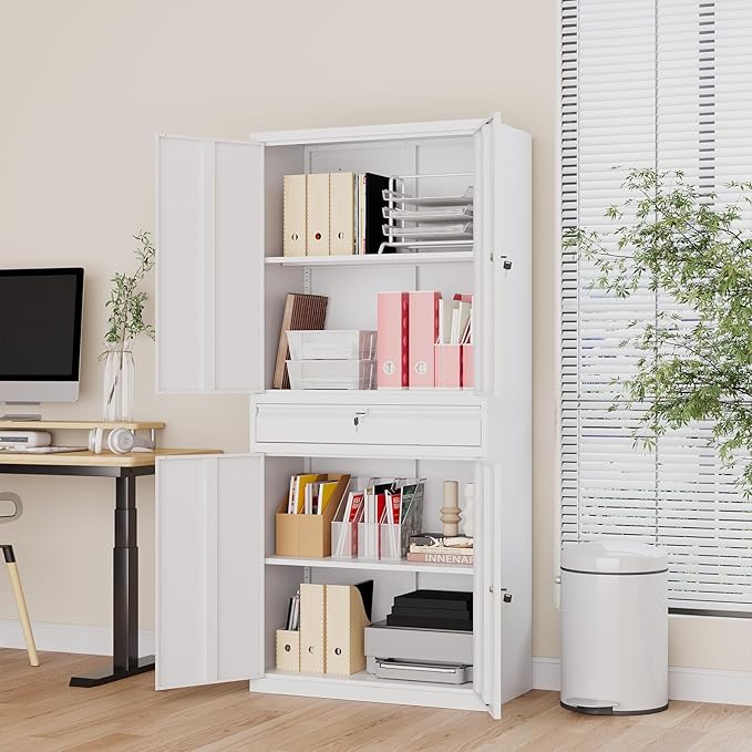 Metal Storage Cabinet, Tall File Cabinet - Image 6