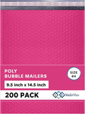 Hot Pink Large Poly Bubble Mailers 9.5x14.5 inch #4 | Self Seal Padded by MAILERVIEW