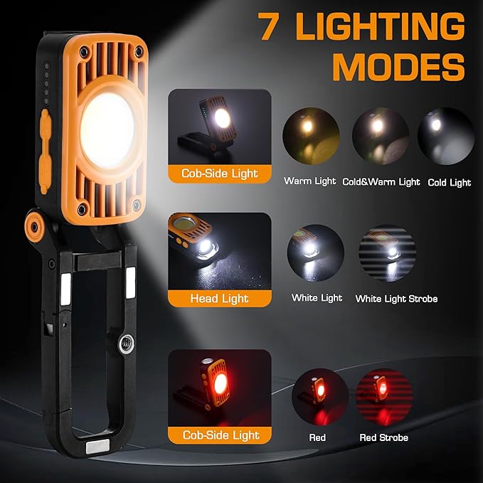 EverBrite COB Rechargeable Folding Work Light, 7 Lighting Modes, 1200 Lumens LED - Image 3