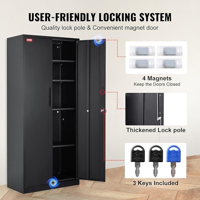 VEVOR Metal Storage Cabinet, Steel Locking Storage Cabinet - Image 5