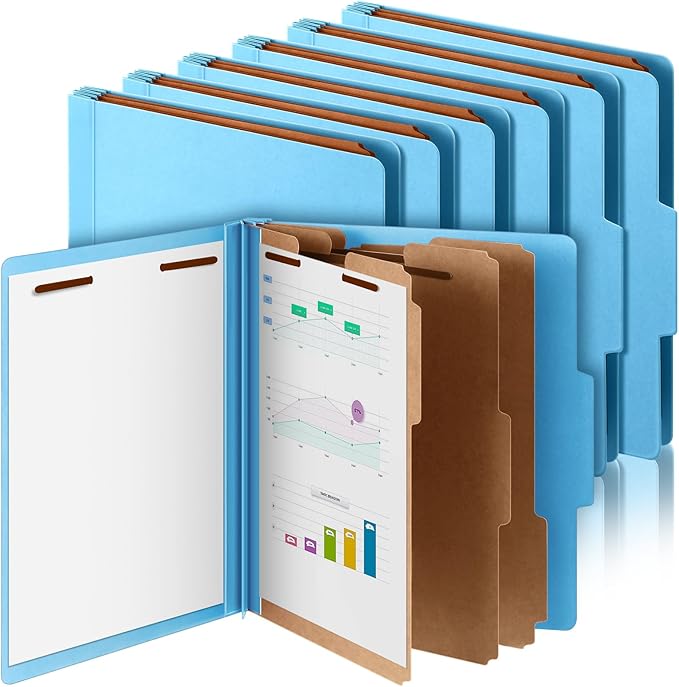 Skyygemm 12 Pcs Classification Folders Letter Size, 3 Divider Pressboard File by Skyygemm