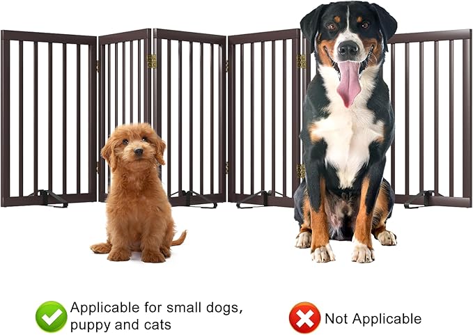 Dog Gates for The House Doorways Extra Wide 110 Inches Wood Freestanding Pet - Image 6