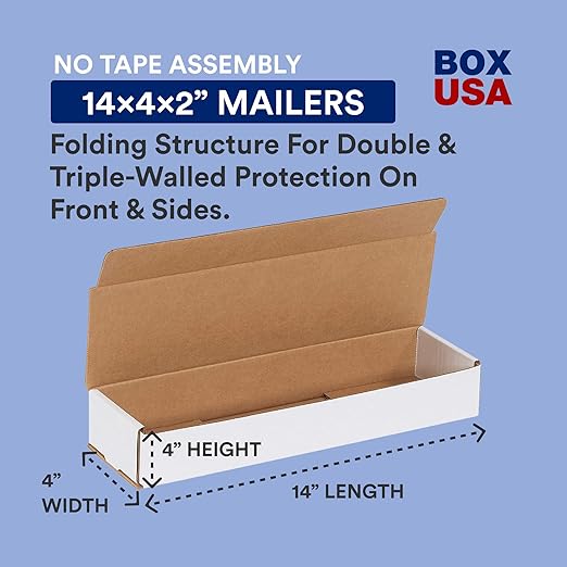 Box USA Moving Boxes Medium 14"L x 4"W x 2"H, Shipping and Storage 14x4x2 1442 - Image 2