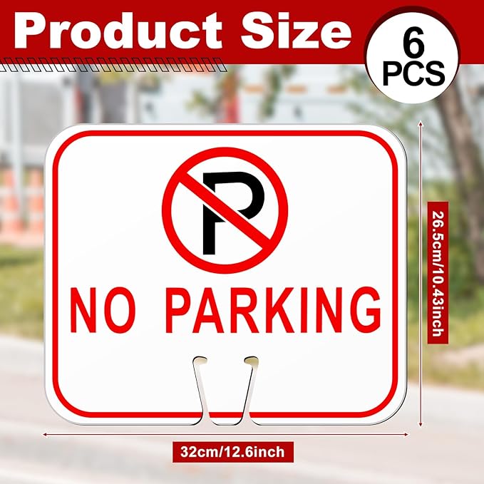 Geetery 6 Pcs No Parking Signs Traffic Cone, 12.6 x 10.43 Inches Plastic - Image 2
