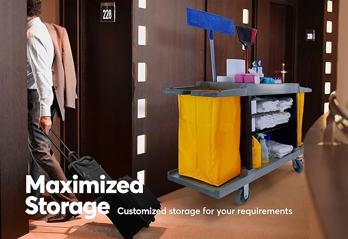 Hotel Cart Housekeeping Room Service Cart H 39" x L 60" X W 21" - Image 4