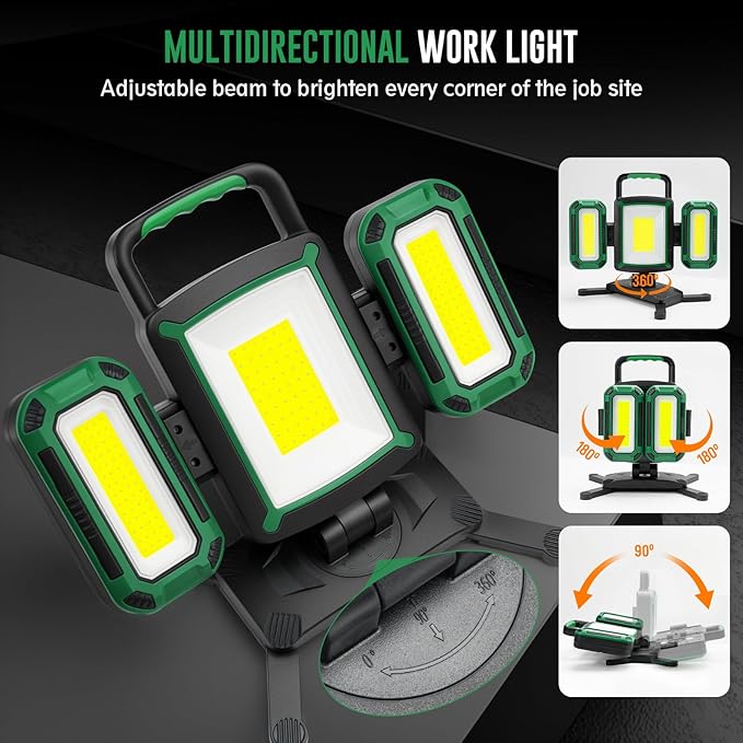 50W 5000LM Rechargeable Work Light, 3-in-1 Magnetic Work Light - Image 5