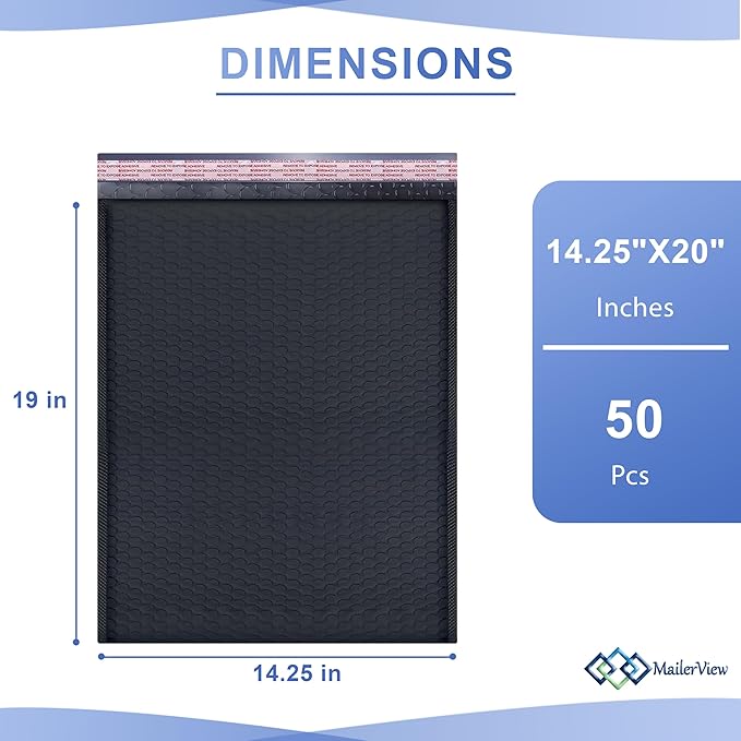 Black Extra Large Poly Bubble Mailers 14.25x20 inch #7 | Self Seal Large Padded - Image 2