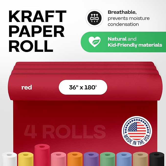 Christmas Red Kraft Paper Rolls 36" x 2160", Gift Wrapping & Moving - Image 2