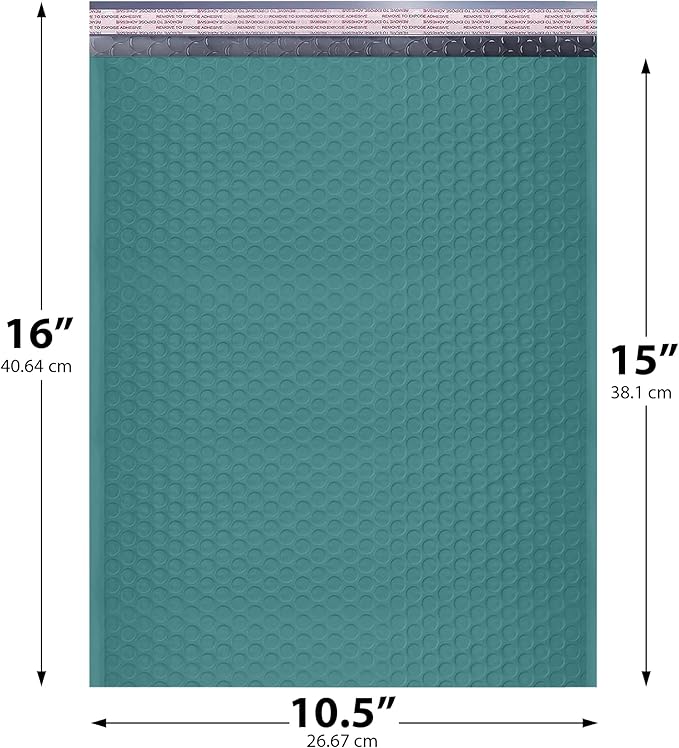 Green 10.5x16 Inch Large Poly Bubble Mailers #5 | Padded Envelopes - Image 2