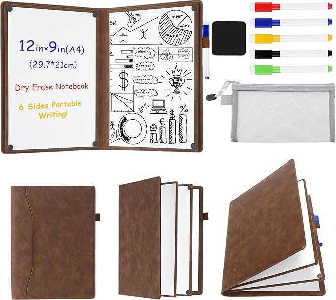 6 Sides Whiteboard Notebook Portable Whiteboard Dry Erase Notebook Portable Dry by Feifeiya