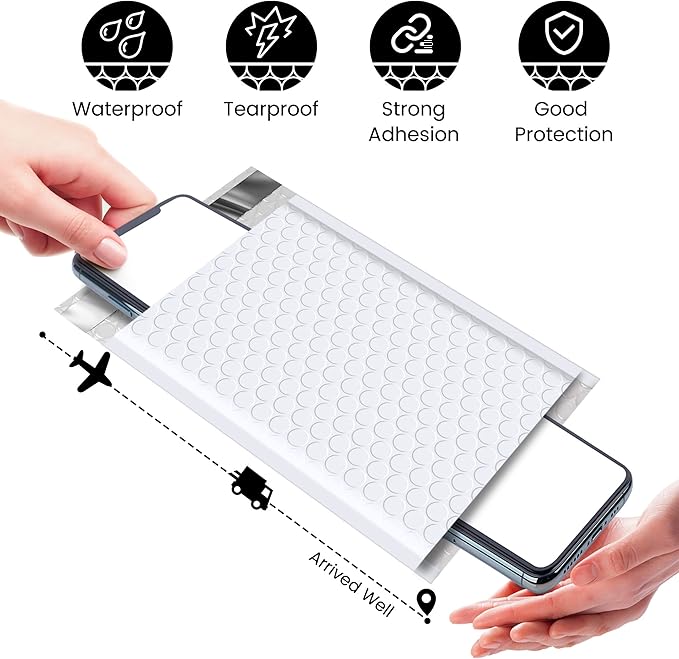 Fuxury Bubble Mailers 4x8 Inch White 200 Pack Padded Envelopes Usable Size 4x7" - Image 7
