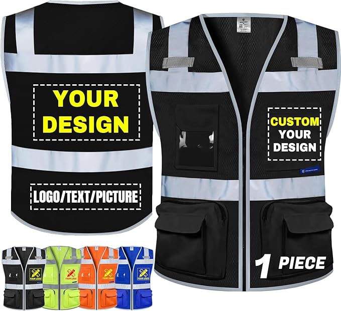 BeautyWill Custom Logo Safety Vest Class 2 High Visibility Reflective Vest by BeautyWill