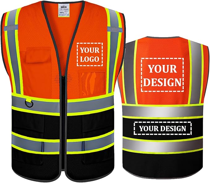 BeautyWill Custom Safety Vest Customized Logo Mesh Vest Class2 High Visibility by BeautyWill