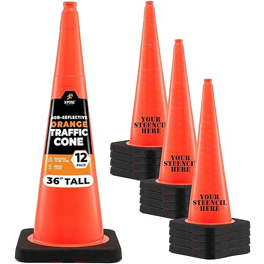 Xpose Safety 36 Inch Orange Traffic Cones Heavy Duty 12lb, Kids and Construction by XposeSafety