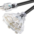 6 FT 12/3 Extension Cord Heavy Duty Black 3-Outlet Indoor/Outdoor SJTW Lighted by Mshyet