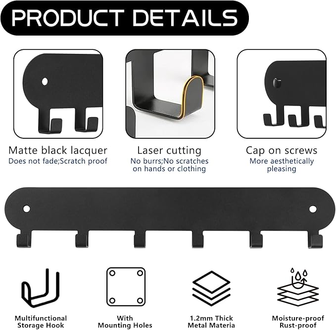 2 Pack Key Holder for Wall, Key Hooks, Key Holder Wall Mount Self Adhesive - Image 4