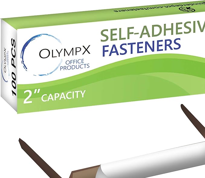 OLYMPX 100 Pcs of 2? Capacity Premium Self Adhesive Prong Paper Fastener Bases - Image 6