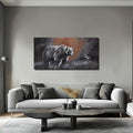 ZHENGYIN Grizzly Bear & Bird Canvas Wall Art, Warm Earth Tone Glow, Rustic by Unknown