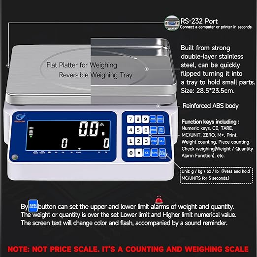 Counting Scale 30kg/66lb x 0.5g Digital Bench Scale - Image 2