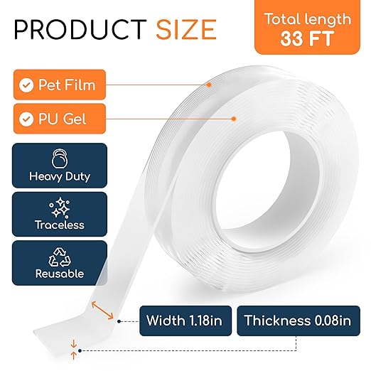 GLUIT Double Sided Tape Heavy Duty 33ft – Outdoor Mounting Tape, Strong - Image 2