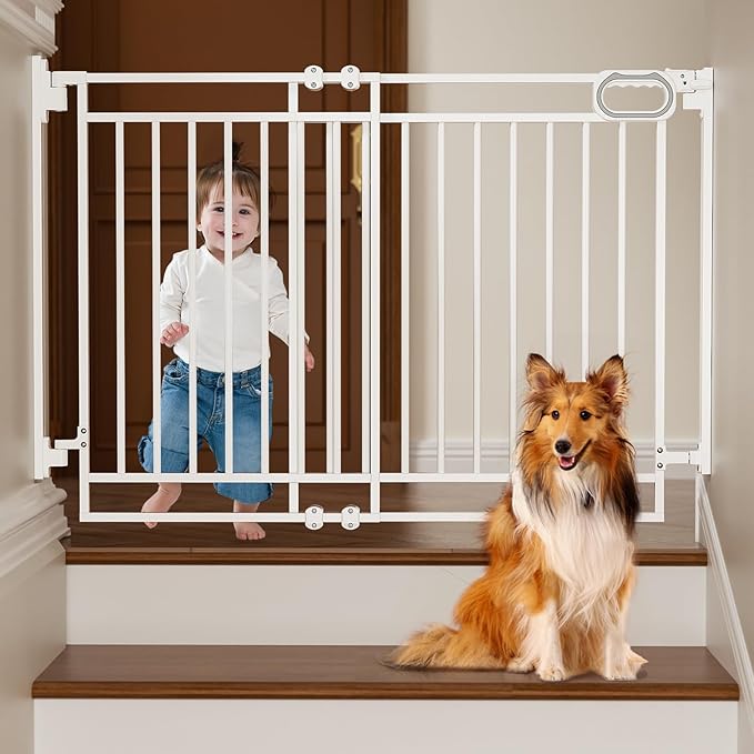 Grownsy Baby Gate for Stairs- No Bottom Bar, Adjustable Width 29.8” to 43.5” by GROWNSY